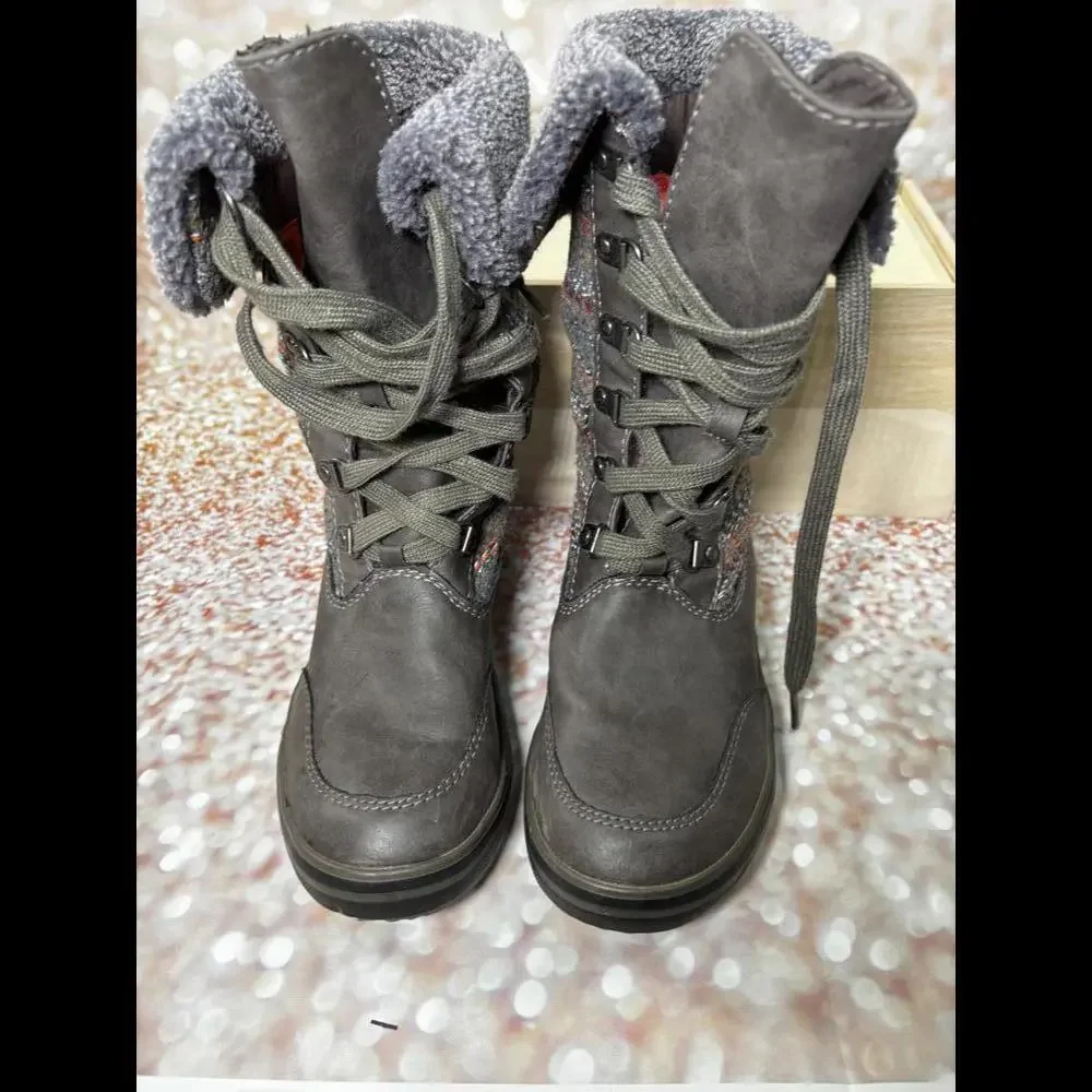 Rocket Dog Womens‎ Gray Lace Up Winter Cuffed Boots Size 6